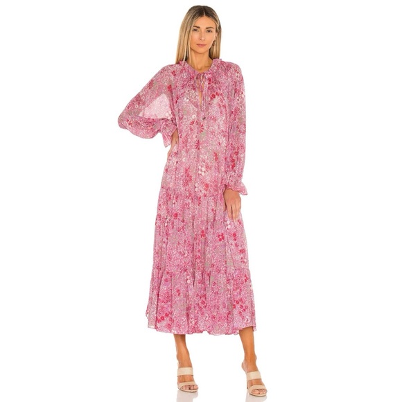 Free People Dresses & Skirts - Free People Feeling Groovy Pink Floral Maxi Dress Size Large